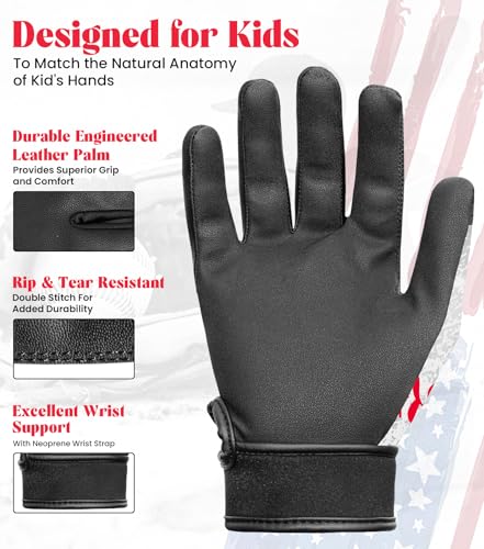 Exxact Sports Youth Batting Gloves with Arm Sleeve for Boys & Girls, Kids Baseball Batting Gloves for Softball, T-Ball