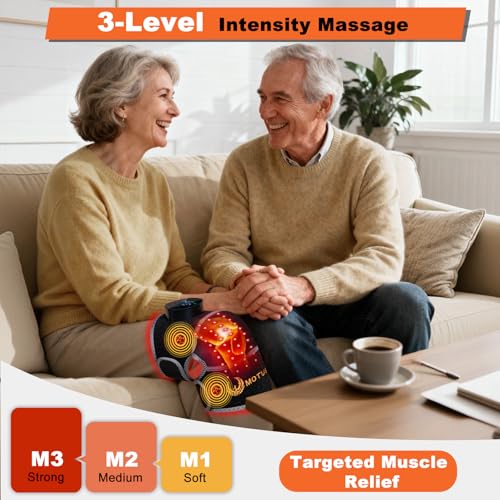 MOTUSANA Red Light Therapy Knee Brace,Knee Massager with 660nm & 850nm red light therapy,Rechargeable Controller,Heated Fu...
