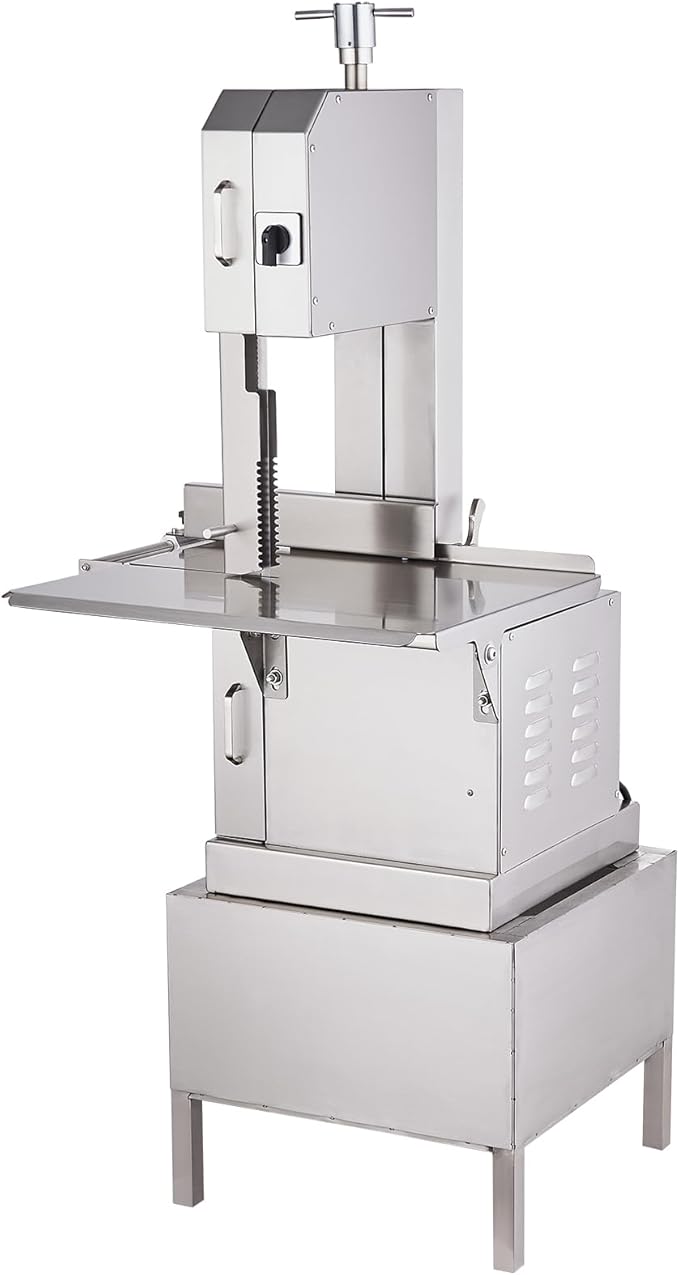 VEVOR Commercial Electric Meat Bandsaw, 2200W Stainless Steel Vertical Bone Sawing Machine, Workbeach 24.4" x 20.5", 0.16-8.7 Inch Cutting Thickness, Frozen Meat Cutter with 6 Blades for Rib Pork Beef