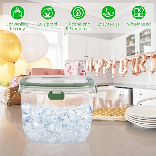 Abizarch 5L Portable Ice Cube Storage Bin, Clear Ice Bucket for Freezer with Lid & Tong for Outdoor Camping, Plastic Refri...