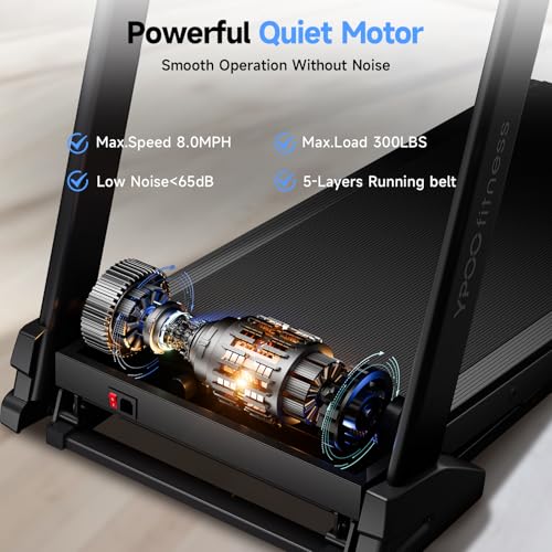 Treadmills for Home with Incline, Auto Foldable Running Treadmills, 8.0 MPH Walking Pad Treadmill with Bluetooth, 300 lbs ...