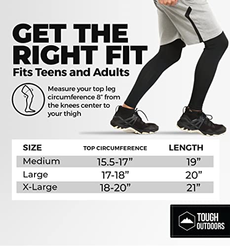 Tough Outdoors Leg Compression Sleeve - Leg Sleeves for Men & Women - Compression Calf Sleeves - Basketball Football Cycling