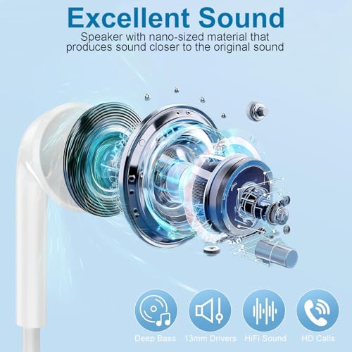 2 Pack-USB C Headphones for iPhone 17/16/15 Pro Max,Type C Earbuds Wired Earphones with Mic & Remote Control Noise Cancell...