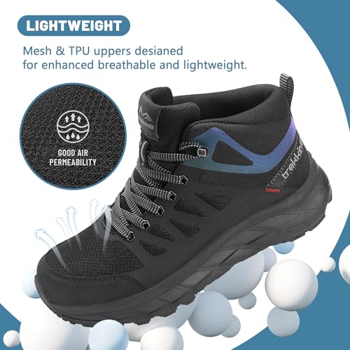 TREKKIN PLUS Men's Waterproof Slip Resistant Hiking Boots Outdoor Trail Trekking Camping Casual Walking Hunting Shoes moun...