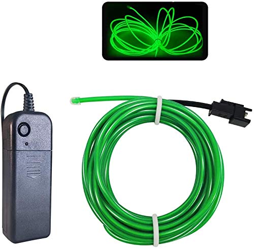 MaxLax EL Wire Neon Lights Strip, 32.8ft Green Portable Battery Pack for Parties, Halloween, DIY Decoration
