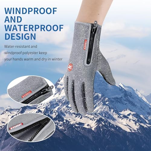 ActFun Winter Gloves, Anti Slip Touchscreen Gloves Windproof Cycling Gloves, Thermal Gloves Cold Weather Cycling Gloves fo...