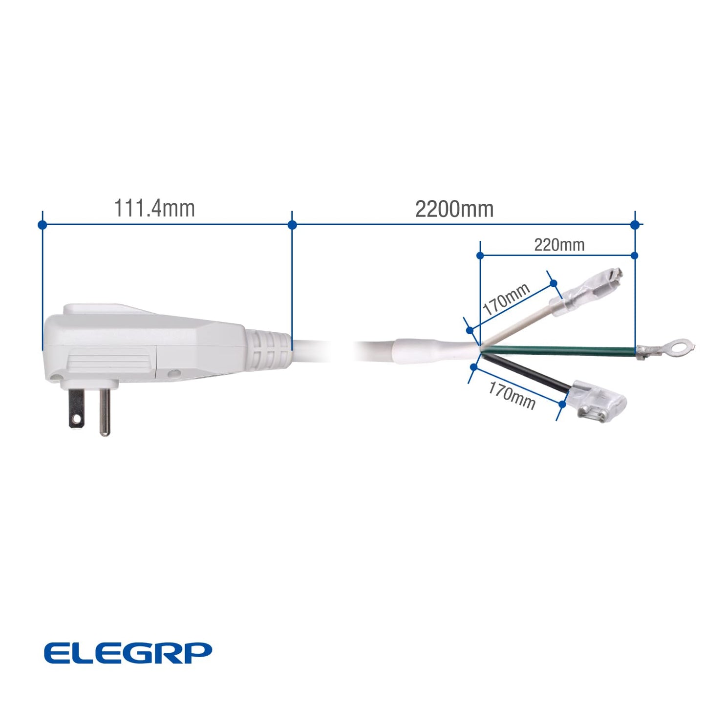 ELEGRP 0651515LY L15515 L22515 14AWG LCDI Power Cord Plug for A/C Air Conditioner, E250451 UL Certified, 7.5FT Leakage Current Detection Interrupter Replacement, 120V 15A 1800W 60Hz NEMA 5-15P, 1 Pack