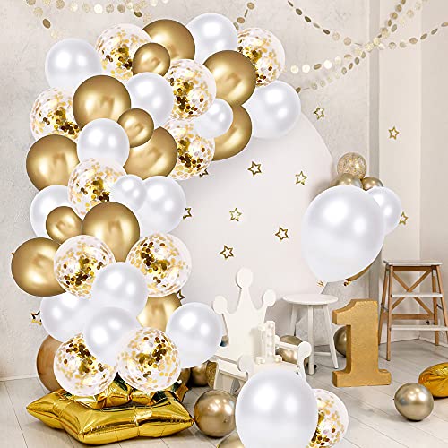 12 inch Pearl White Latex Balloons, 60 pcs Thick WhiteBalloons for Party Decorations (12inch Pearl white)