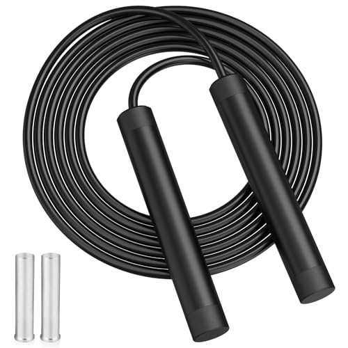 CRHOEIQ Jump Rope for Fitness, Removable Weighted Skipping Rope for Women Men, Speed 6MM PVC Jumping Rope, Tangle-Free Adj...