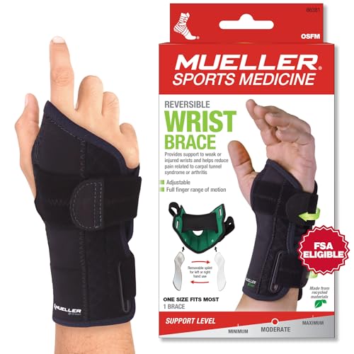 MUELLER Sports Medicine Reversible Green Wrist Brace for Men and Women, Wrist Pain Relief Support, Ideal for Carpal Tunne...