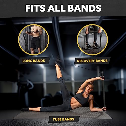 Portable Steel Resistance Bar for Bands - Adjustable from 38" to 26" - Dual Cable Machine Attachment for Working Out