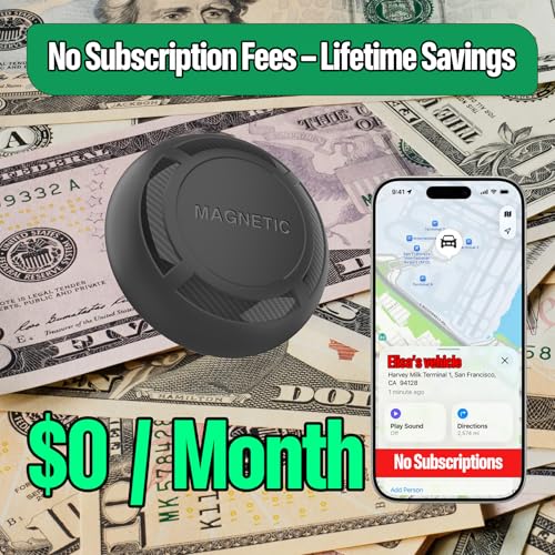 Magnetic Hidden GPS Tracker for Vehicles – Long Battery Life, No Subscription, Car Tracker Device Hidden (iOS Tracker)