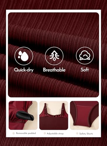 Aleumdr Womens Textured One Piece Swimsuit Tummy Control Bathing Suit with Bow Tie Knot Cutout Ruching Swimwear