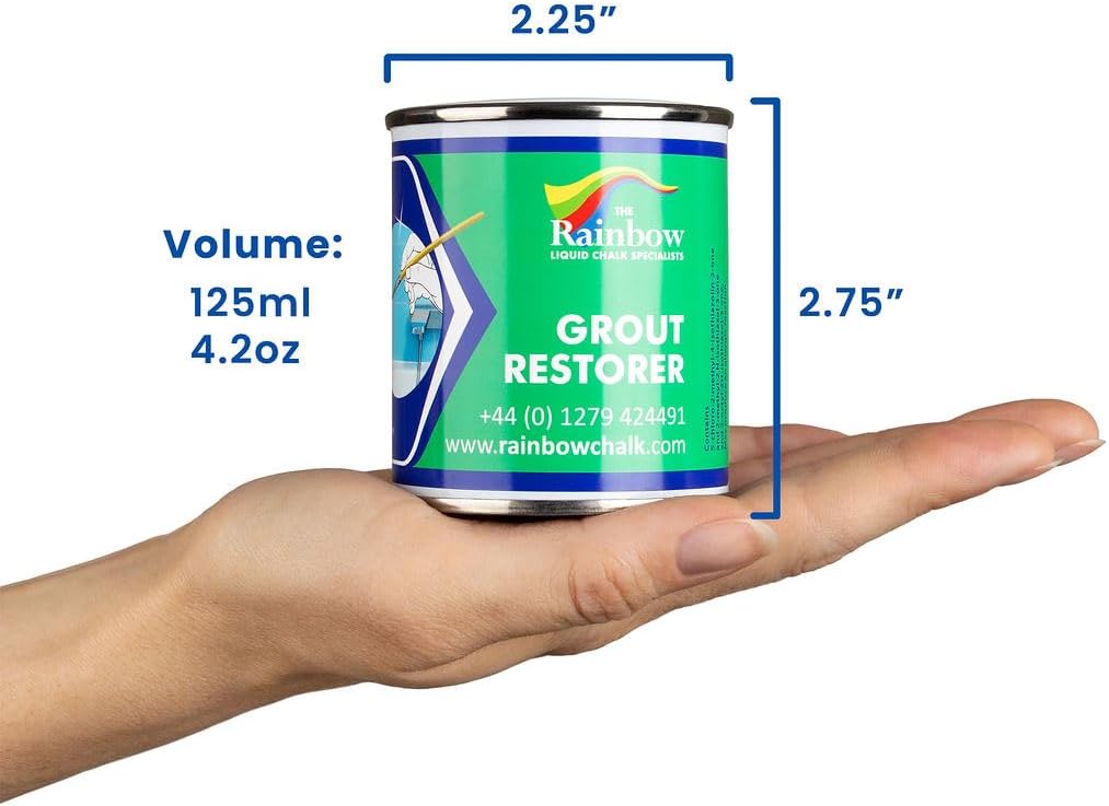 Grout Pen Grout Paint: Waterproof Tile Paint Grout Refresh Restorer for Floor, Kitchen & Bathroom Shower Tiles - Light Grey - Can Size for Larger Projects - 125ml (4.2oz)