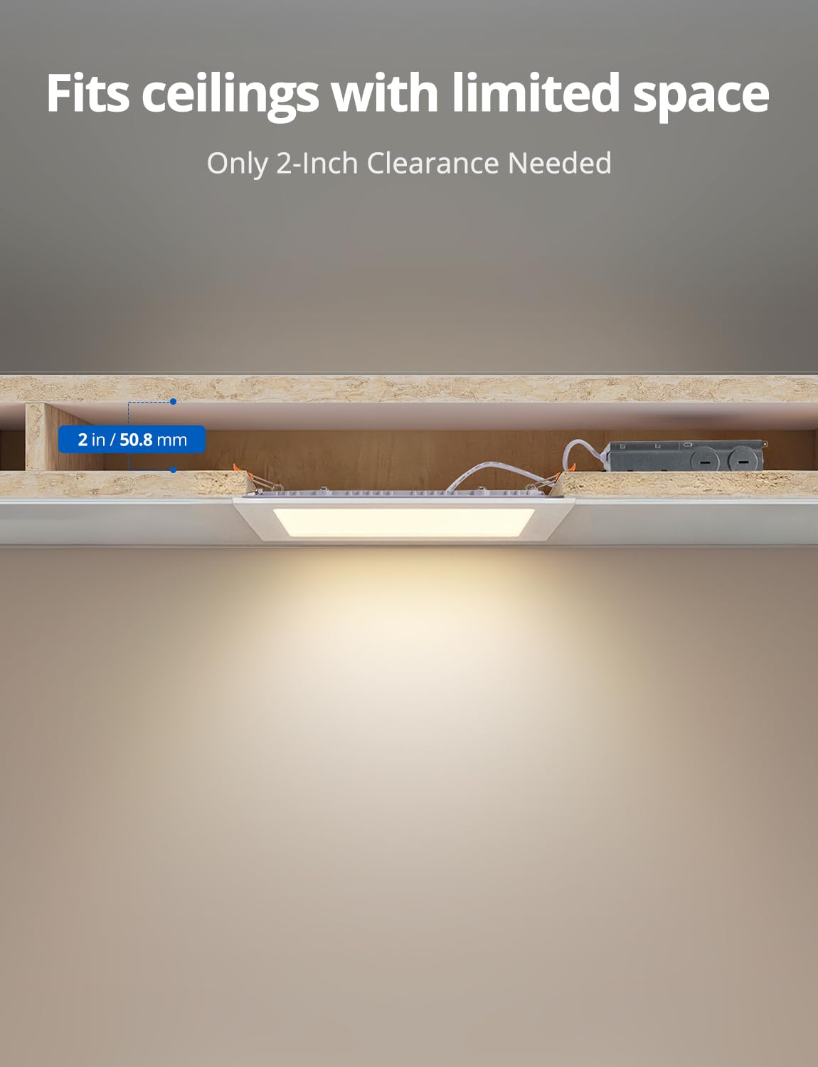 Vtuik 2 Pack 8 Inch Square LED Recessed Ceiling Light 5CCT Selectable for Kitchen Retrofit, Slim Canless Wafer Downlight IC Rated for Bathroom, 18W Dimmable 1440LM for Porch ETL FCC