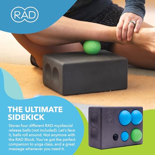 RAD Block – Multi-Use EVA Foam Yoga Block with Storage for Massage Balls for Myofascial Release -Travel-Friendly Pilates &...