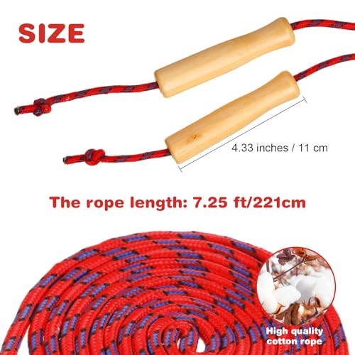Lenwen Jump Rope Bulk 7.25 ft Cotton Skipping Rope Adjustable with Wooden Handle for Training Outdoor Exercise Christian C...