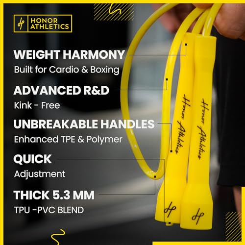 Honor Athletics | Pro Boxing Rope 3.0 | 5.3mm Jump Rope Indoor/Outdoor Adjustable For Boxing | Ultra-Durable, Non-Kinking ...