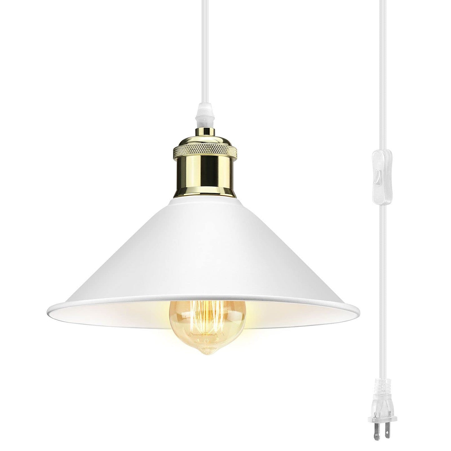 LYOOWNG Plug-in Pendant Light, Industrial Design, Metal, White, Model LY-20036