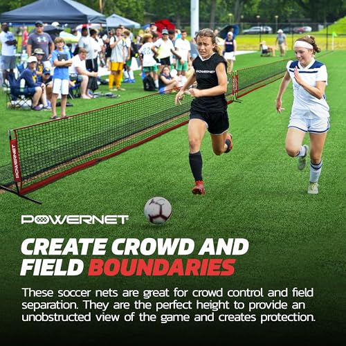 PowerNet Soccer Tennis Net, Portable Instant, Indoor Outdoor, Metal Collapsible Base Weighted, Durable Vertical Bow Posts,...
