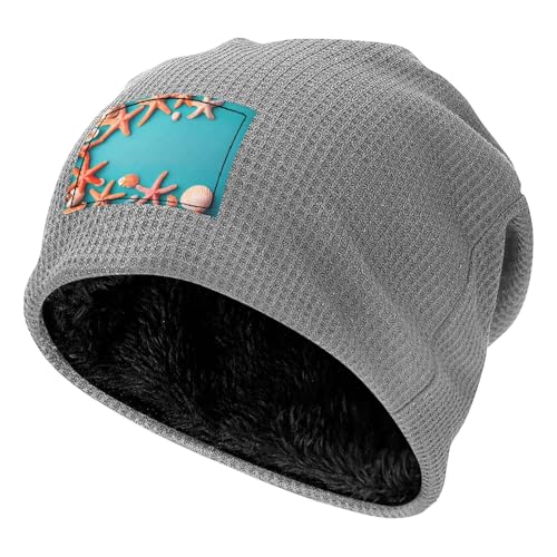 Ocean Beach Theme Print Lightweight Waffle Pullover Hat Men Women Winter Headwear Outdoor Camping Travel