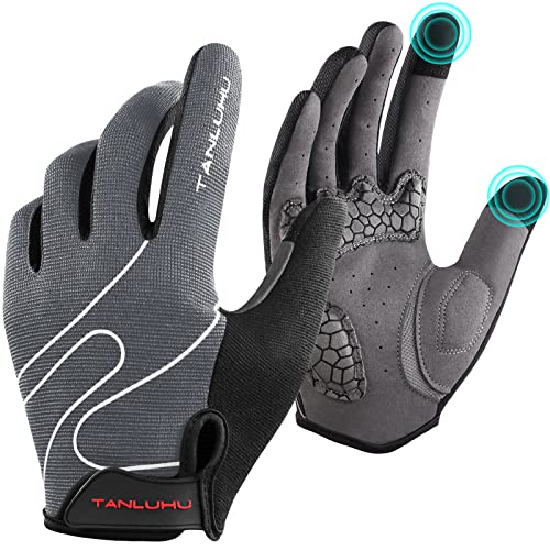 Tanluhu Cycling Gloves Mountain Bike Gloves Biking Gloves for Men Women Outdoor Full Finger Workout Gloves Touch Screen An...