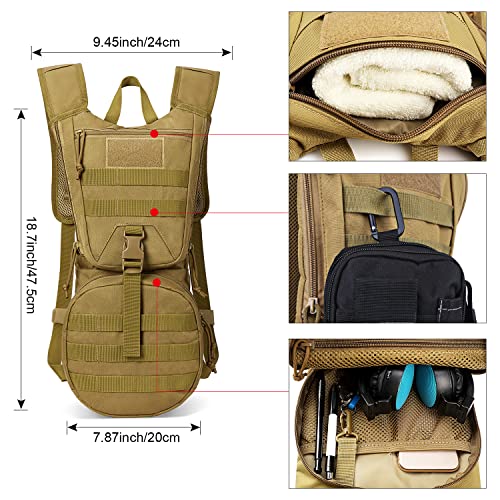 G4Free Military Tactical Hydration Pack Water Backpack with 3L Upgraded Bladder for Hiking Running Cycling