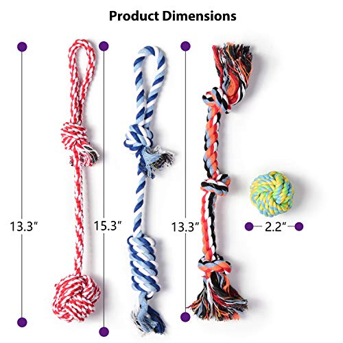 Fida Dog Rope Toys 4 Pack, Puppy Teething Sturdy Cotton Chew Tug Ropes Indoor/Outdoor, Exercise Interactive Tug O'War Toys...