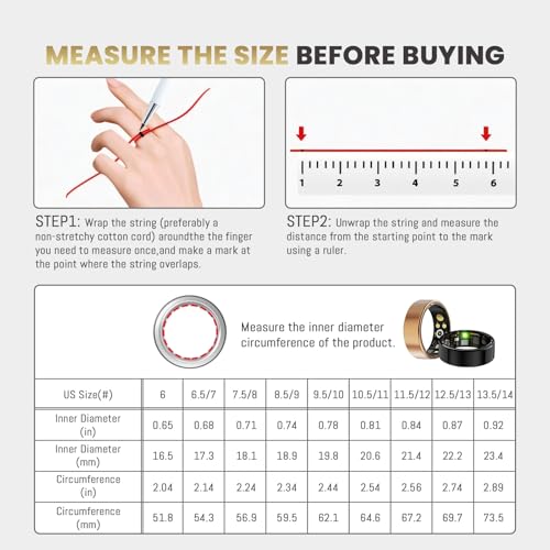 Smart Ring For Women Men, Health Tracker with Heart Rate, Blood Oxygen, Blood Pressure, Sleep Monitor, Step Counting, IP68...