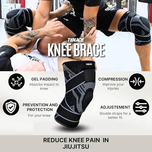 Tenace BJJ Knee Brace Grappling - Compression Knee Pad for Jiu Jitsu, MMA, Muay Thai, Wrestling, Judo - High Durability an...