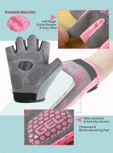 Kids Fingerless Cycling Gloves Non-Slip Bike Gloves for Youth Girls Boys 3-14T, Breathable Gloves for Skating Scooter