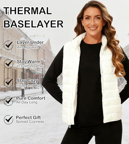NebuKinex 5 Pack Long Sleeve Thermal Shirts for Women Ultra Soft Fleece-Lined Crew Neck Workout Baselayer Tops