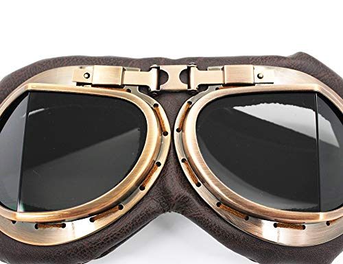 Nuoxinus Motorcycle Goggles, Vintage Aviator Pilot Style Motocross Bike Cruiser Scooter Goggle, Anti UV Anti-Scratch Dustp...