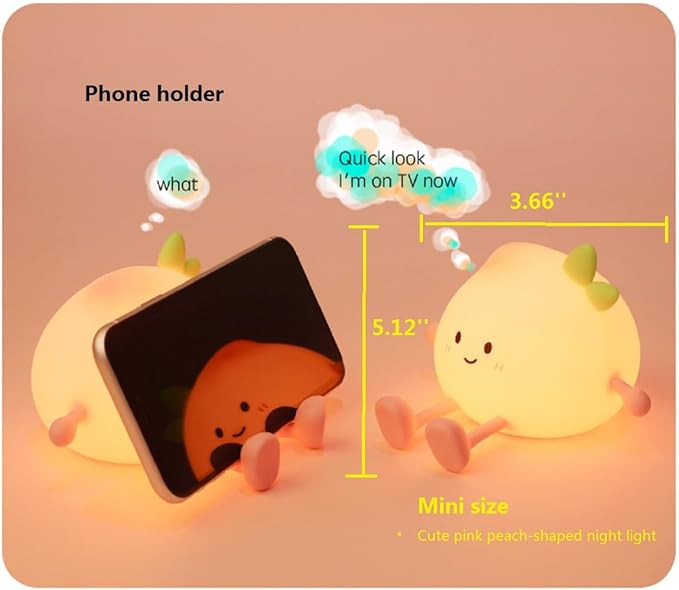 Peach Night Light for Adults Kids,Cute Silicone Dimmable Sleeping and decoration Nightlight, Rechargeable Bedside Touch Table Lamp for Breastfeeding Christmas Gifts Lover Kids Kawaii Room Decor