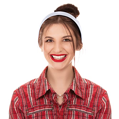 SIQUK 36 White Satin Headbands - 1 Inch Wide Non-slip DIY Headbands for Women