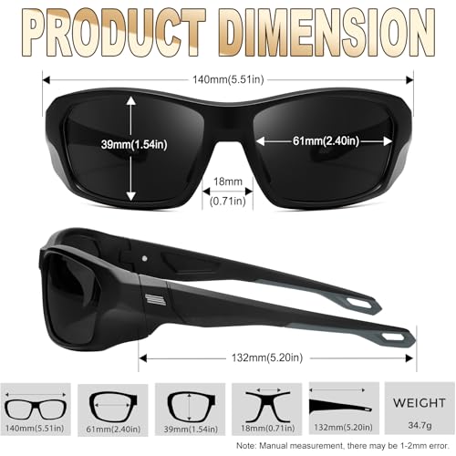 KANASTAL Wrap Around Sunglasses Men Women Polarized UV400 Square Fashion Sports Sun Glasses