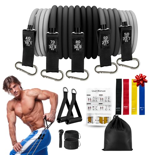 Resistance Bands Set with Handles, Heavy TRX Bands for Working Out, Elastic Exercise Bands with Therabands - Training Set ...