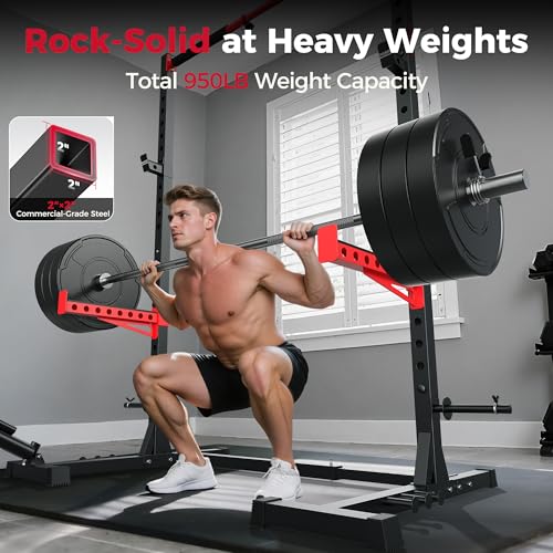FLYBIRD Squat Rack with Pull-Up Bar, Adjustable Multi-Functional Power Rack, Inner Width Squat Rack Stand Suitable for 6F...