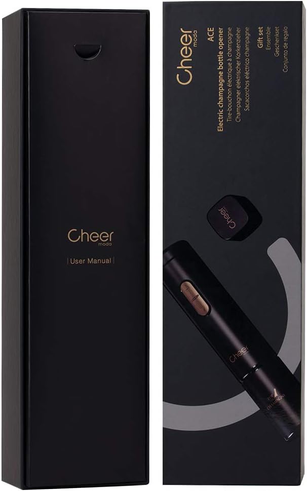 Cheer Moda Wine Opener,Electric Bottle Opener Corkscrew,Wine with Foil Cutter, 4AA Battery Powered Cordless Not Include-Best Gift for Lover (Champagne Gift, Black)