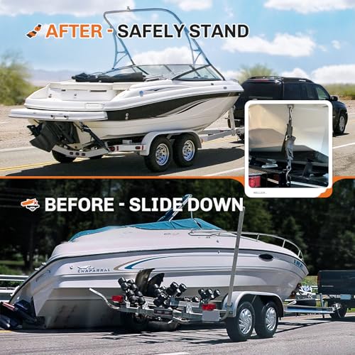 WELLUCK Boat Trailer Transom Tie Downs Straps 1200 LBS, 2" x 4' Adjustable Boat Buckle Transom Tie Downs to Trailer, Marin...