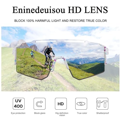 Eninedeuisou Sunglasses Cycling Glasses TR90 Frame for Men Women, Running Cycling outdoor Sports.