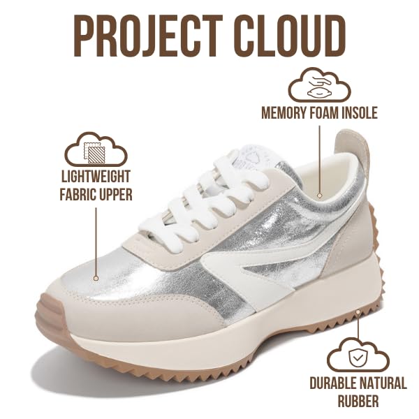 Project Cloud Womens Sneakers - Memory Foam Insole and Lightweight Spring Shoes - Non-Slip Lace Up Trendy Shoes - Fashion ...