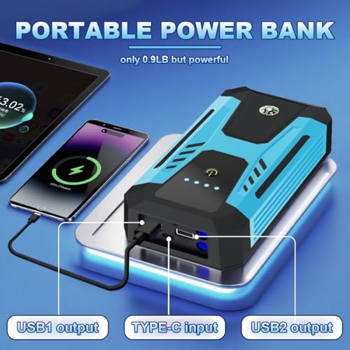 Gehopow 12v Jump Starter for 10.0L Gas/8.0L Diesel, 6000A Peak Car Battery Jumper Starter Portable, IP66 Waterproof Jump B...