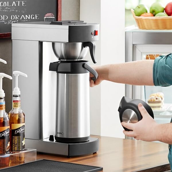 C15 Pourover Airpot Coffee Brewer, Stainless Steel, Commercial, 1650W Electric, 3.5 Gallon Output, 7.75x14.25x22 Inches, Single Brewer