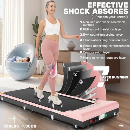 Walking Pad Under Desk, Funmily 2.5hp Small Treadmill for Home/Office, 2025 Upgrade 3-in-1 Mini Treadmill with App, Remote...