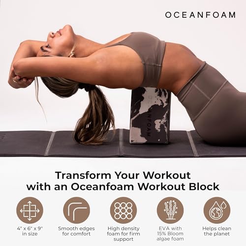 Oceanfoam Workout Block - High-Density Foam Exercise Block, Lightweight, Non-Slip for Stability & Support in Pilates, Yog...