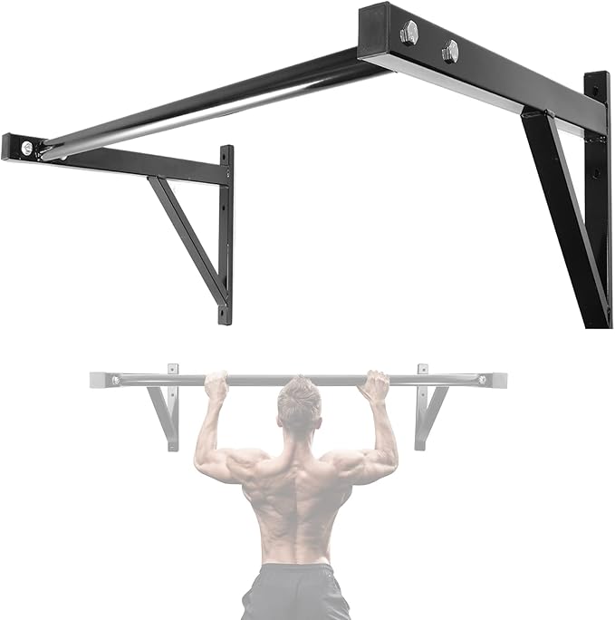 IRONWALLS Pull Up Bar Wall Mounted Home Gym, 500lbs Capacity Heavy Duty Iron Chin Up Bar Upper Body Workout Bar for Streng...