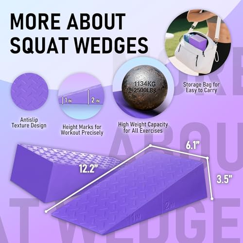 Folaps Squat Wedge with Step-by-Step Guide: 15-Degree Non-Slip Blocks for Deep Squats Lower Body Exercises - Improve Stren...