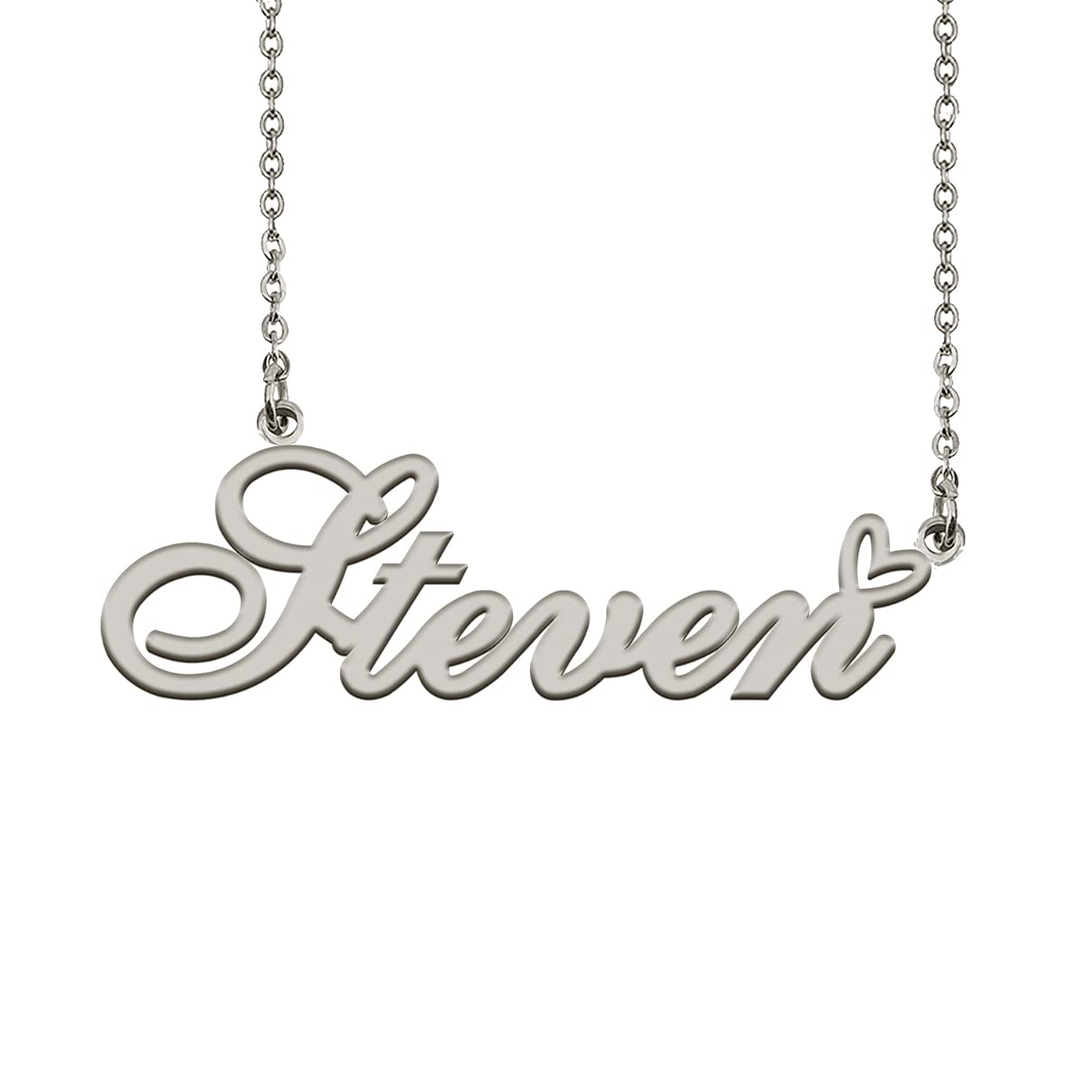 HUAN XUN Personalized Name Necklace Silver Steven Necklace for Women Best Bridesmaid Heart Pendant Jewelry Gift