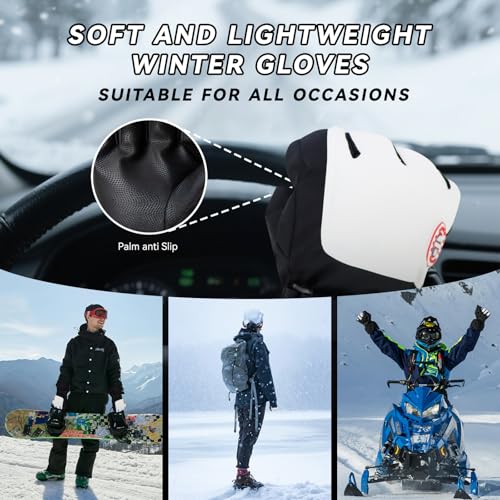 WishLotus Winter Ski Gloves for Women Men, Snow Warm Gloves with Anti-Lost Buckle for Skiing Biking Hiking in Cold Weather